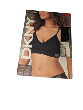 DKNY Black Seamless Soft Stretch Bra - 2-Pack Size M